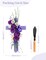 Cemetery Grave Cross with Artificial Flowers – Purple Roses & White Daisy Memorial, Wooden Outdoor Tombstone Decoration with Metal Shovel for Easy Installation